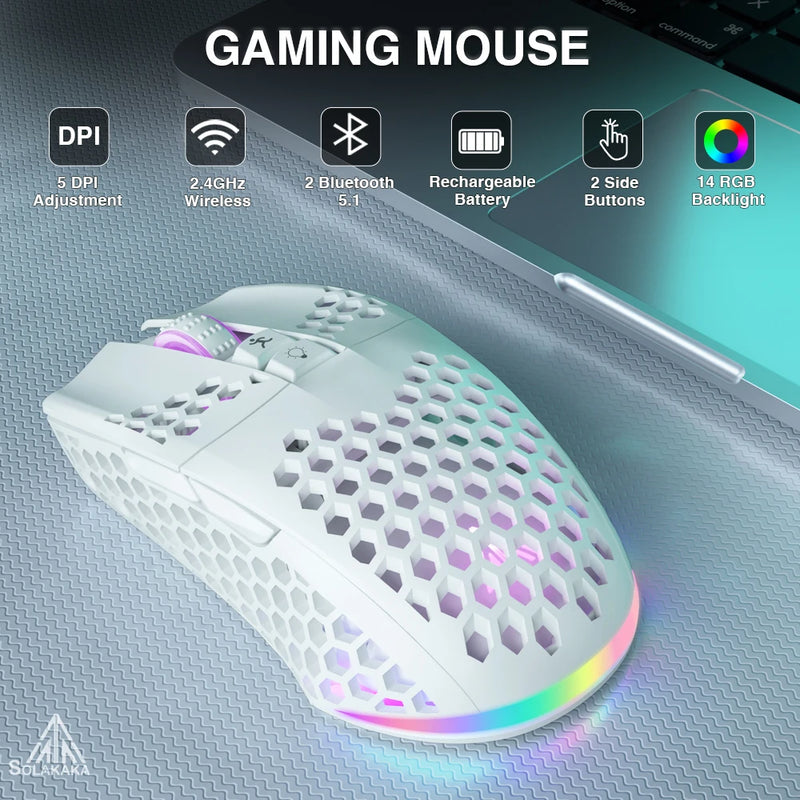 SM600 3-Mode Connection Wireless Gaming Mouse Ergonomic Design Rechargeable Mice Macro Software Zero Latency