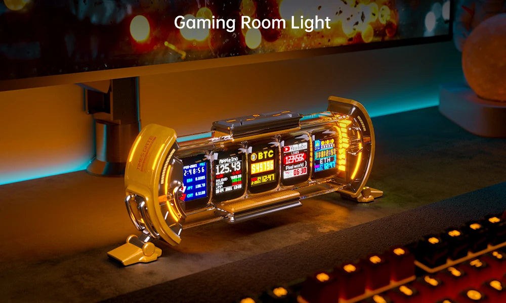 Divoom Times Gate Gaming Room Setup Digital Clock with Smart APP Control, WiFi Connect, RGB LED Display, Office Decor Cyberpunk