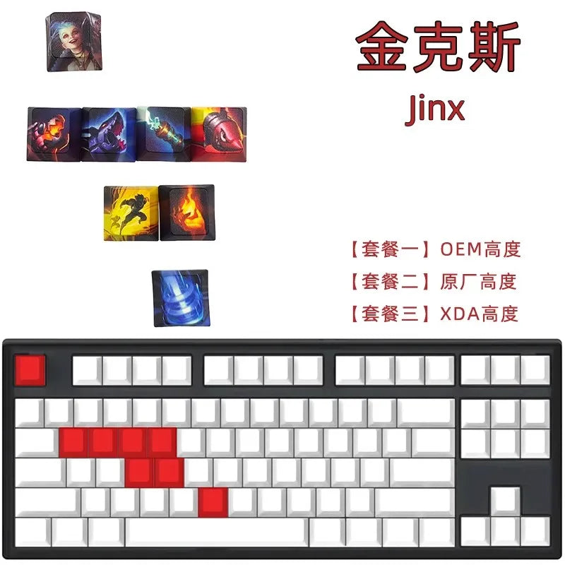 1 Set LOL Keycaps For MX Switch PBT 5 Sides Dye Subbed Keycap All Champions Can Be Customized OEM Cherry XDA Profile Key Cap