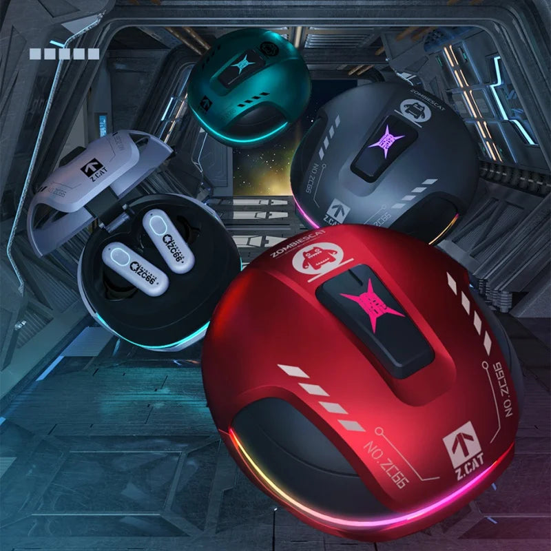 Zombie Cat B5 TWS Wireless Bluetooth headphones ANC Active Noise Cancellation Sport Music Headset Gamer Trendy Hip Hop Headset