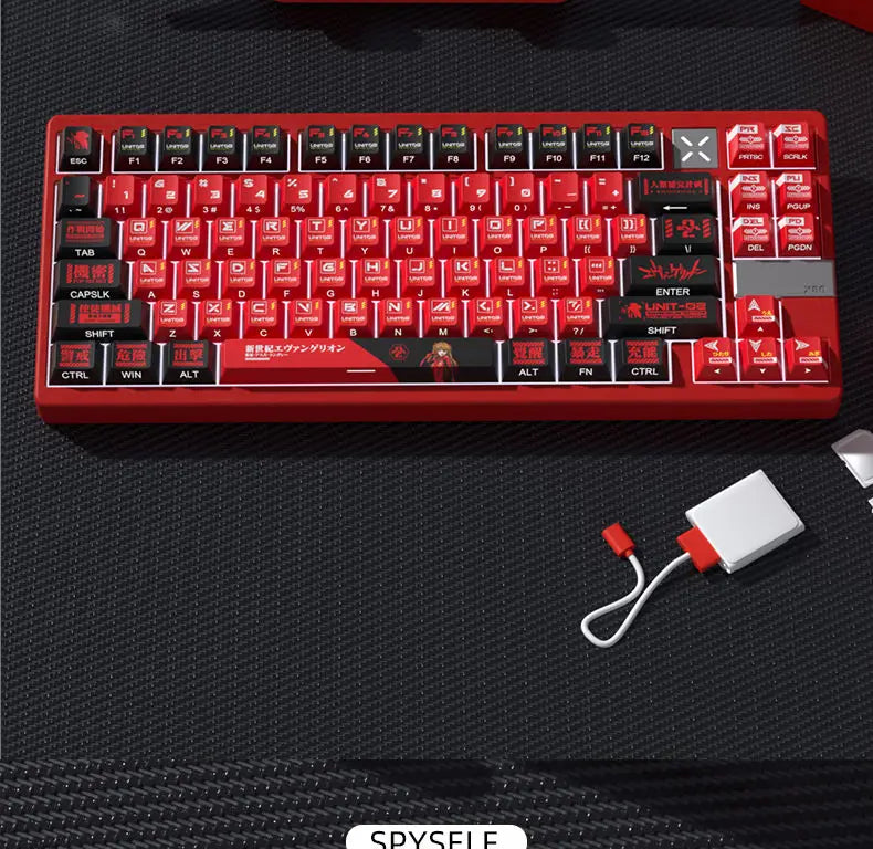 Anime Keycap Set PBT Five-sided Sublimation Ergonomic Original Height Asuka Langley Soryu Mechanical Keyboard Translucent Keycap