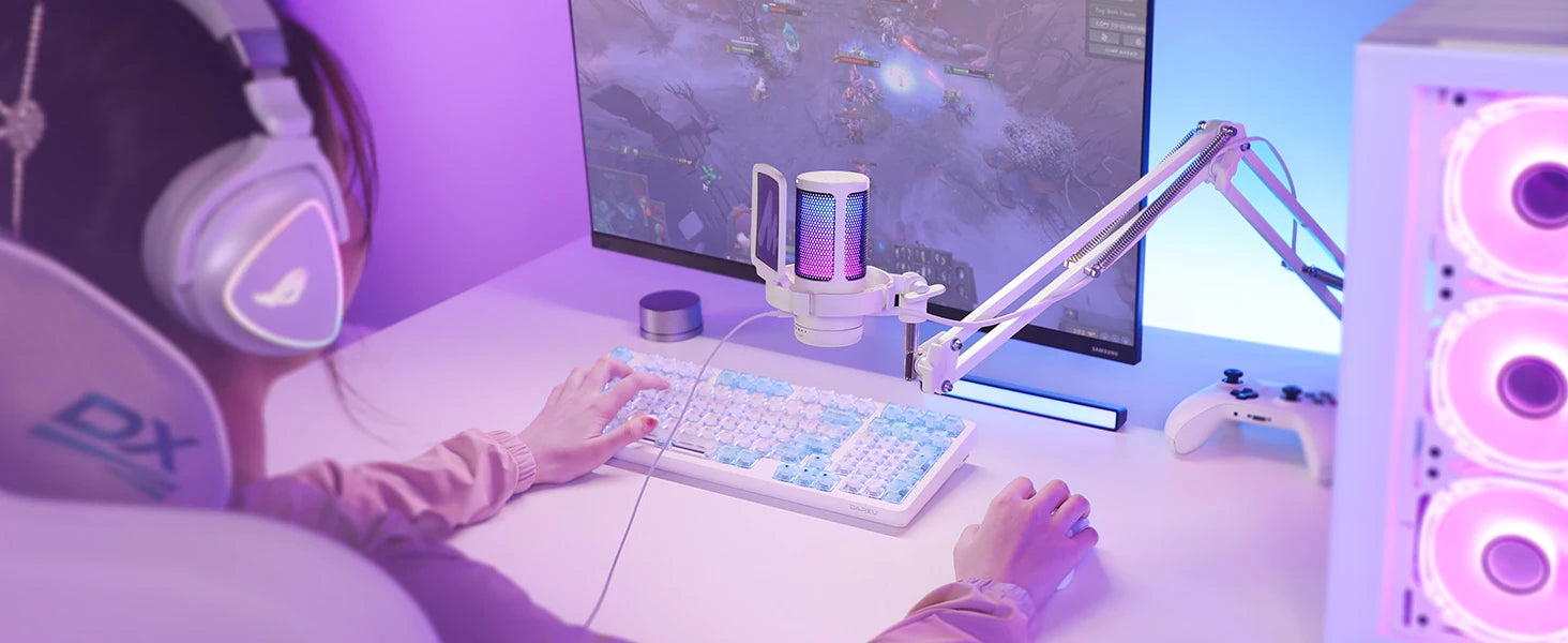 Maono Gamerwave DGM20S USB Microphone Gaming Mic Condenser Mic RGB Mic Noise Canceling Mic with Mic Gain,RGB Light,One key mute