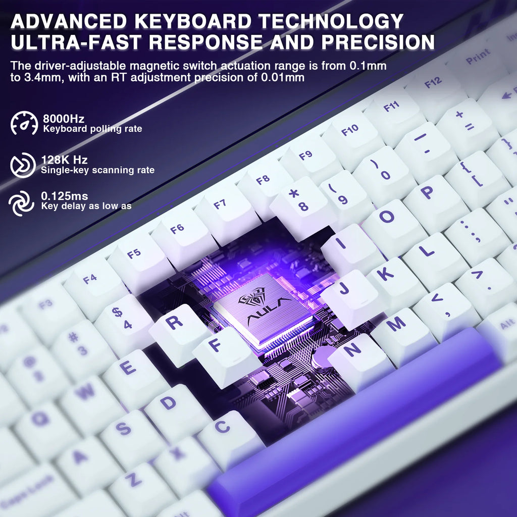 AULA HERO 84HE Magnetic Switch Keyboard Rapid Trigger 8K Return Esports Gamer Keyboard RGB Wired Gaming Keyboard