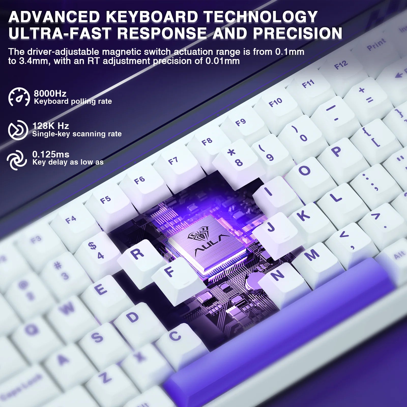 AULA HERO 84HE Magnetic Switch Keyboard Rapid Trigger 8K Return Esports Gamer Keyboard RGB Wired Gaming Keyboard