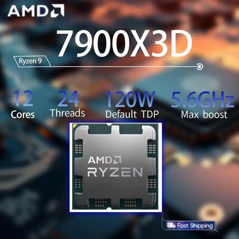 AMD Ryzen 9 7900X3D CPU R9 7900X3D Processor 4.4ghz To 5.6ghz Cpu With 12 Cores And 24 Threads, L2-12MB L3-128MB Cache