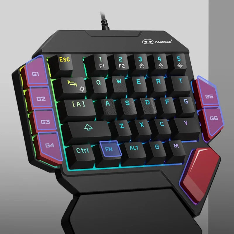 MiFuny Professional FPS Gaming Wired Mechanical One-Handed Keyboard and Mouse Set with RGB Backlit for PUBG CSGO Keyboard Kit