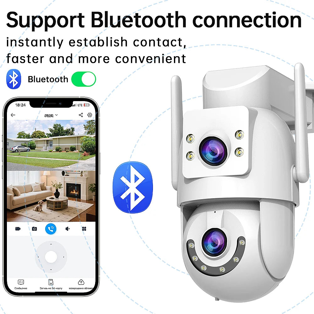 Jooan 4K 8MP HD Wifi PTZ Camera Outdoor 5G Wifi Dual Lens Security IP Cameras 5X Zoom AI Tracking ONVIF CCTV Surveillance Camera