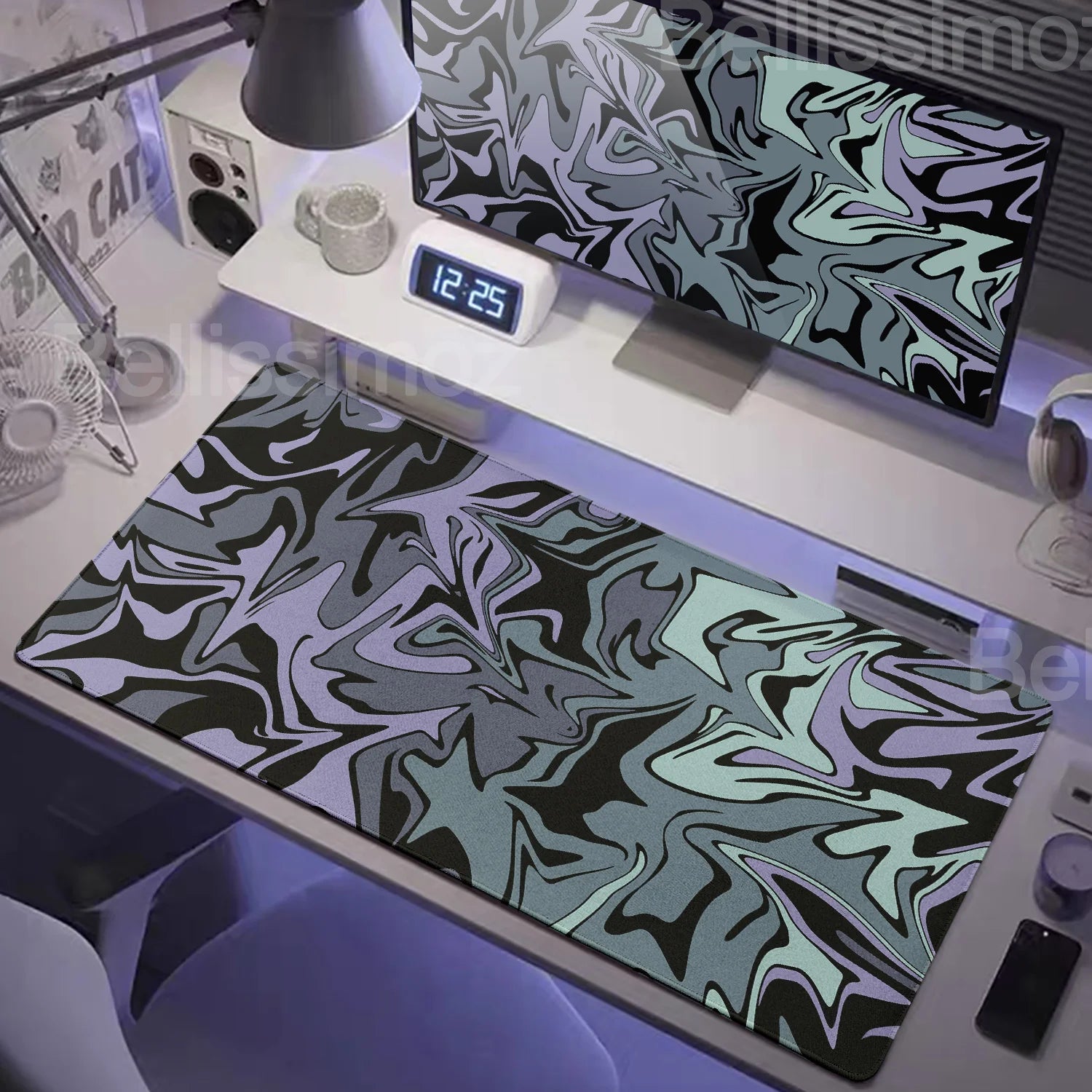 Strata Liquid Mousepad Large Gaming Keyboard Extended Pads Purple and Black Mouse Mat Topographic Mouse Pad PC cabinet Deskmat