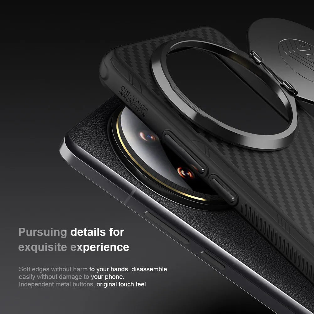 Nillkin For Xiaomi 14 15 Ultra Case CarboProp Aramid Fiber Magnetic Kevlar Aluminium Alloy Camera Lens Stand Cover