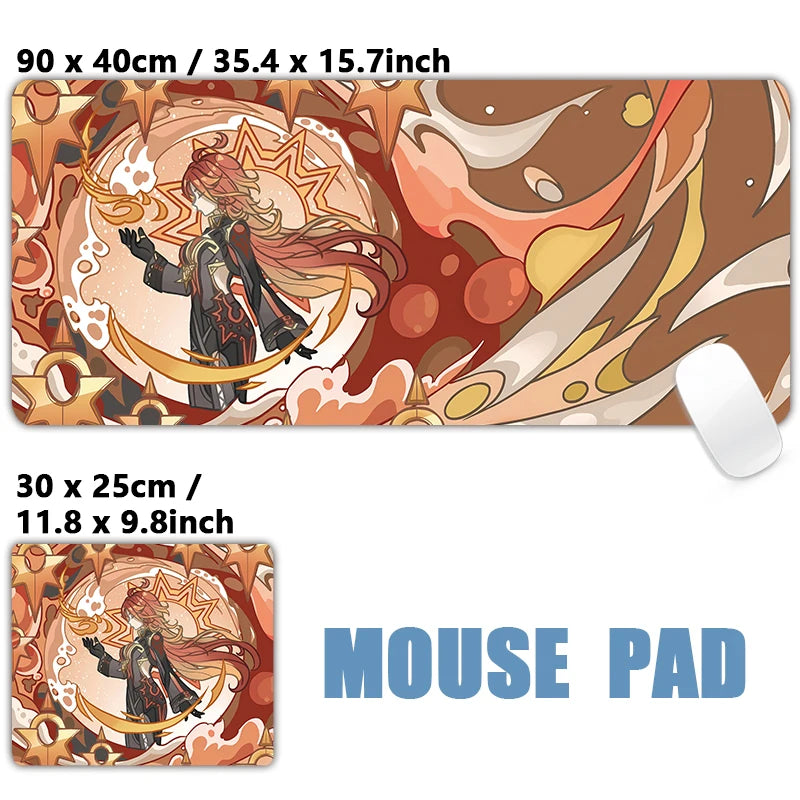 Anime Game Furina Neuvillette Mavuika Wanderer Raiden XXL Large Genshin Impact Mouse Pad Non-slip Keyboard Desk Mat Mousepad