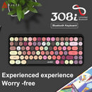 Ajazz 308I Wireless Keyboard 84 Keys Round Keycap Bluetooth Keyboard Portable 2.4GHz Numeric Keypad for Tablet Laptop Android
