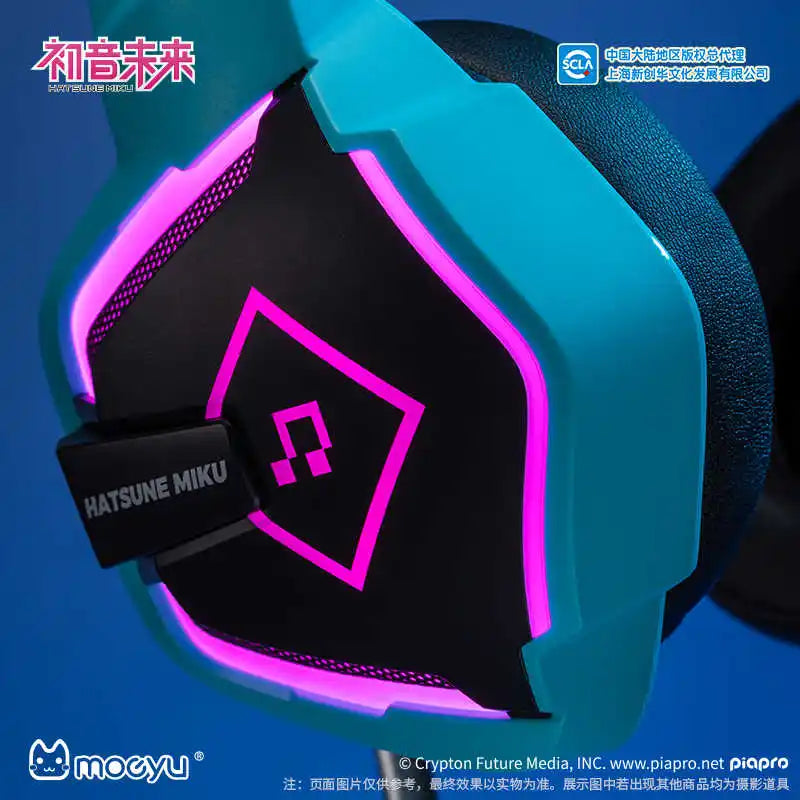 NEW Moeyu Hatsune Miku Esports Heart Series Anime Esports Headset Mechanic Surround Sound Wired Headset Christmas Gift