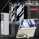 Ultra-thin Transparent Plated Frame Stand Holder with Glass Protective Film Case for Samsung Galaxy Z Fold 7 fold7 Protect Cover