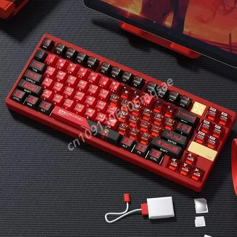 Anime Keycap Set PBT Five-sided Sublimation Ergonomic Original Height Asuka Langley Soryu Mechanical Keyboard Translucent Keycap
