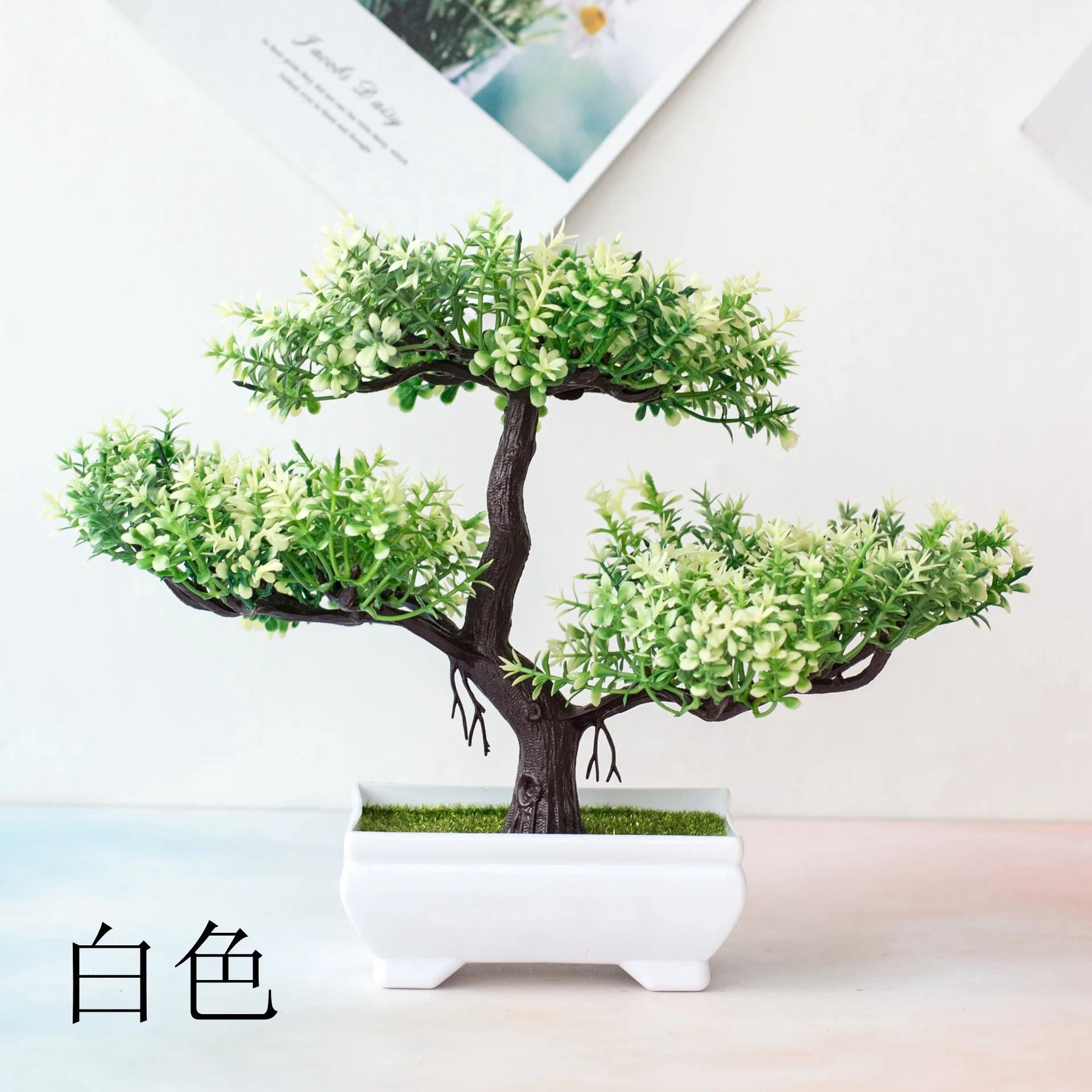 Artificial Plant Bonsai Plastic Small Tree Pot Fake Plant Flower Potted Ornaments for Home Room Table Garden Hotel Decoration