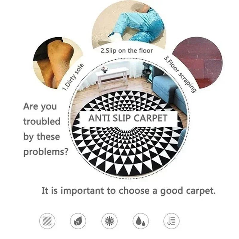 Large Round Mat Green Swirl Floor Soft Perfect Carpet for Bathroom Bedroom Kitchen Living Room Ideal and Home Decorations Rug