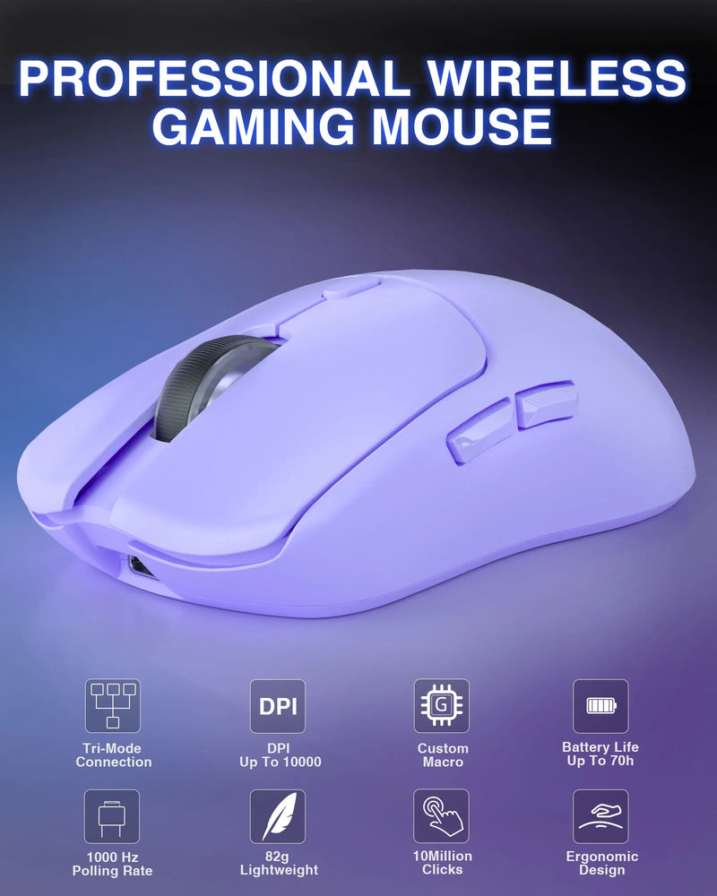 AULA SC580 Gaming Mouse Tri-mode Rechargeable Ergonomic Bluetooth Mouse 10000 DPI Wireless Bluetooth Mice for Office Gaming