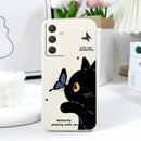 Cat Butterfly Phone Case For Samsung Galaxy A55 A35 A25 A15 A16 A06 A05 A05S A54 A34 A24 A14 A04 A04S A04E 4G 5G Cover