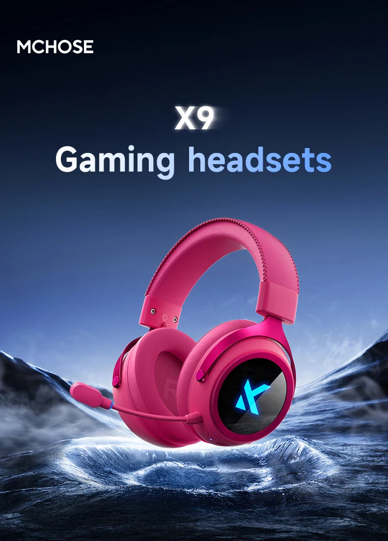 MCHOSE X9 Wireless Headworn Game 7.1 Headset Bluetooth 2.4G Three Mode 53mm Aluminum Foil Polymer Diaphragm eSports Gift Headset