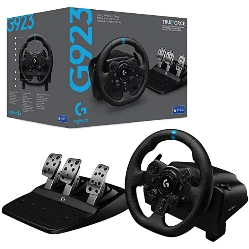 Original Logitech G923 Racing Wheel and Pedals for PC PS4 PS5 Racing Simulation Game Featuring Vibration Motor steering wheel