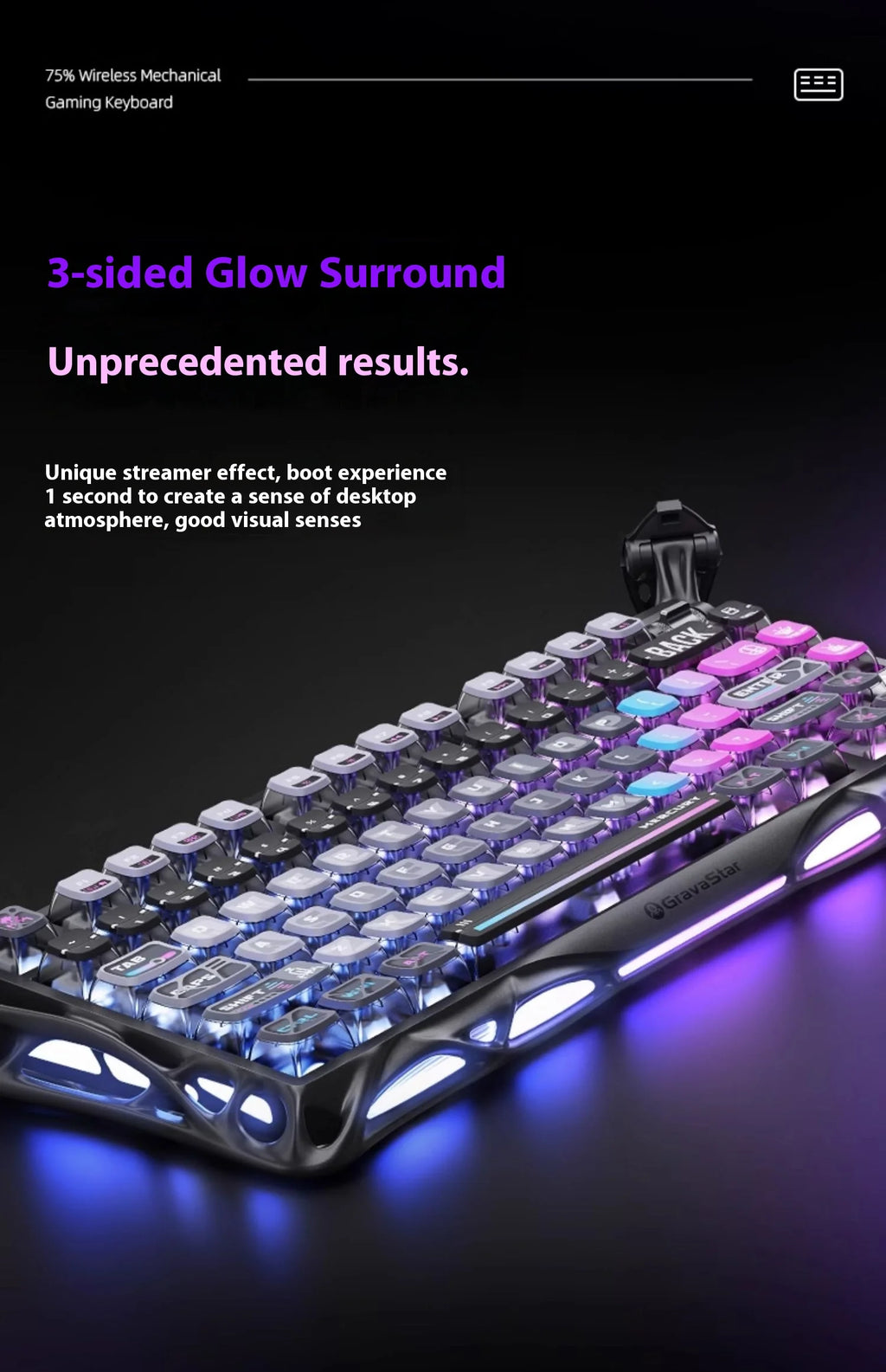 Gravastar 75k1pro Mechanical Keyboard Wireless Gaming Esports Professionali Keyboard Aluminum Customization Computer Peripherals