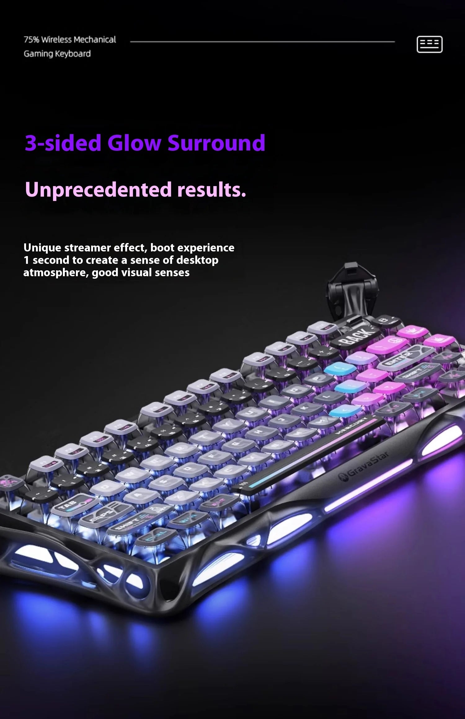 Gravastar 75k1pro Mechanical Keyboard Wireless Gaming Esports Professionali Keyboard Aluminum Customization Computer Peripherals