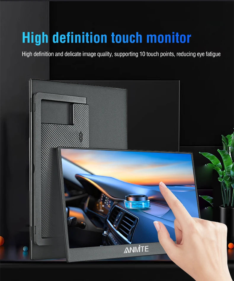 Anmite 14 Inch Touch Screen Portable Monitor 100%sRGB 400cd/m2 Gaming Computer Expand Display For XBox PS4/ 5 Switch Loptop