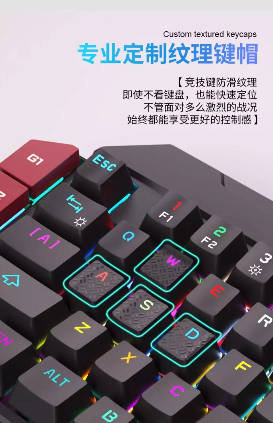 MiFuny Professional FPS Gaming Wired Mechanical One-Handed Keyboard and Mouse Set with RGB Backlit for PUBG CSGO Keyboard Kit