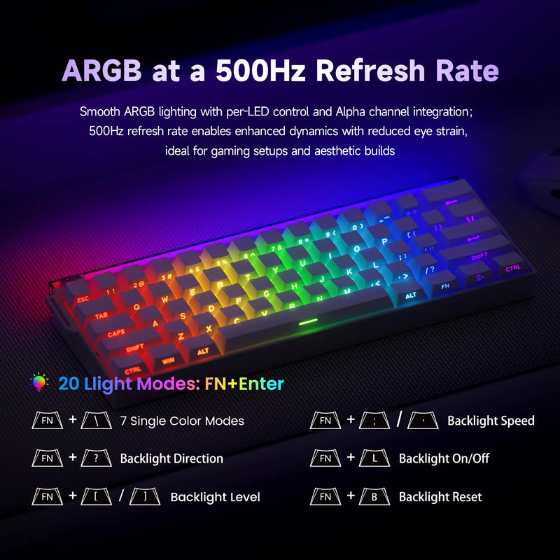 AKKO x Veekos Shine60 HE Magnetic Switch Keyboard 60% Rapid Trigger Keboard RT 0.01mm Snap Key Custom Keyboard for Esports Gamer