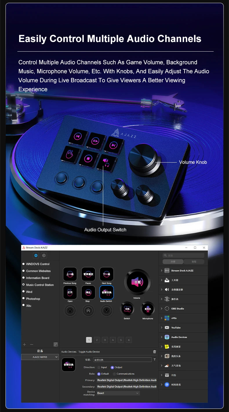Ajazz AKP03E Desktop Helper Desk Console Panel Controller Programmable Macro Custom Button Mini Keyboard For Multiple Scenario