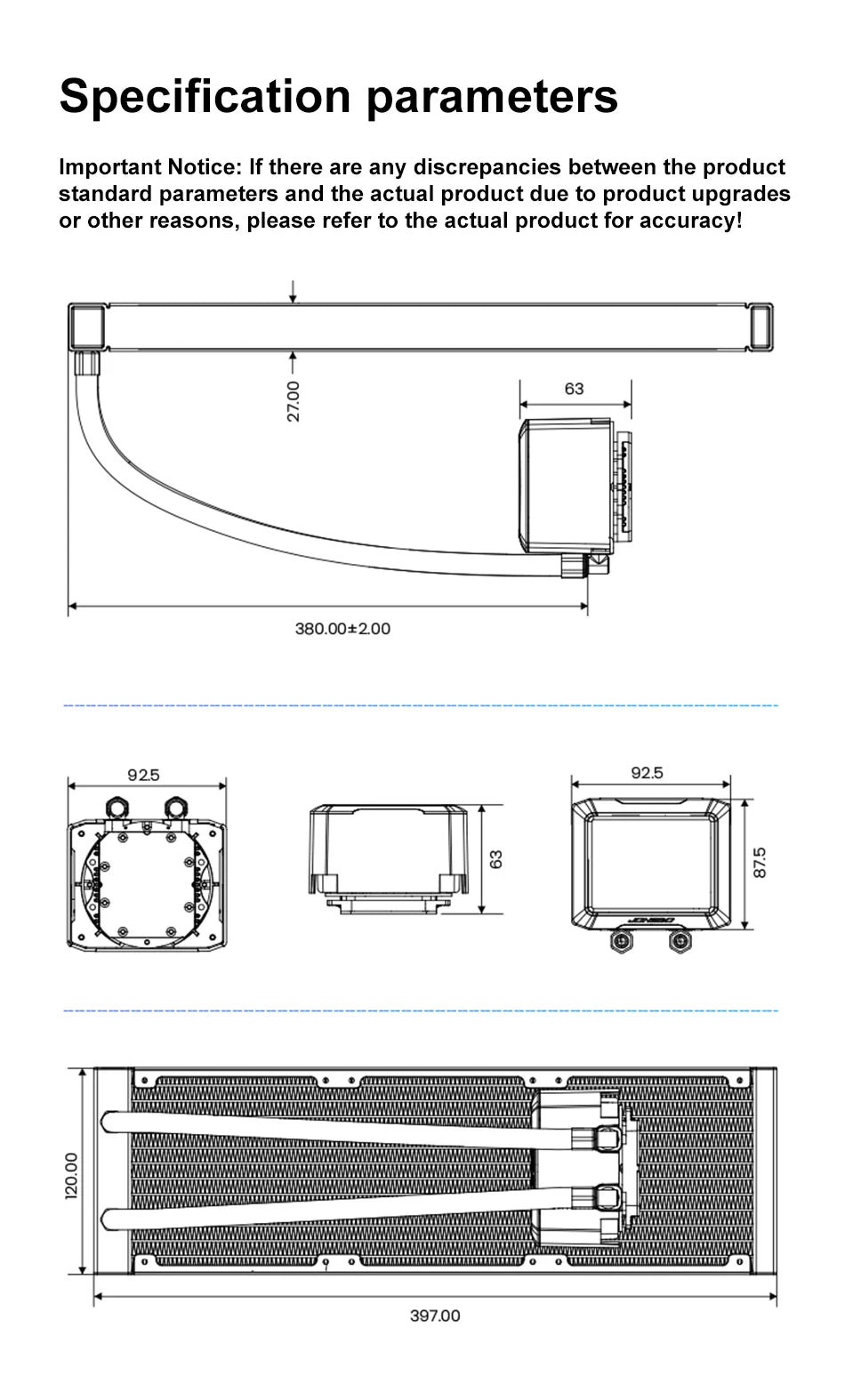 Jonsbo TF3-360SCW Water Cooled Radiator Screen Display ARGB Integrated 360 AIO CPU Liquid Cooling TF3-360SC LGA115X 1700 AM4AM5