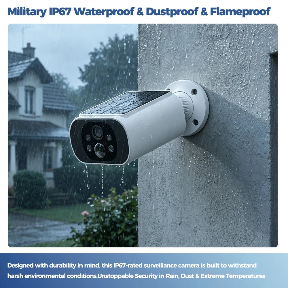 Solar Camera WIFI Outdoor Wireless Security Cam 2.5K Ultra Standby Time PIR Smart Light Color Night Vision AI Detect Battery Cam