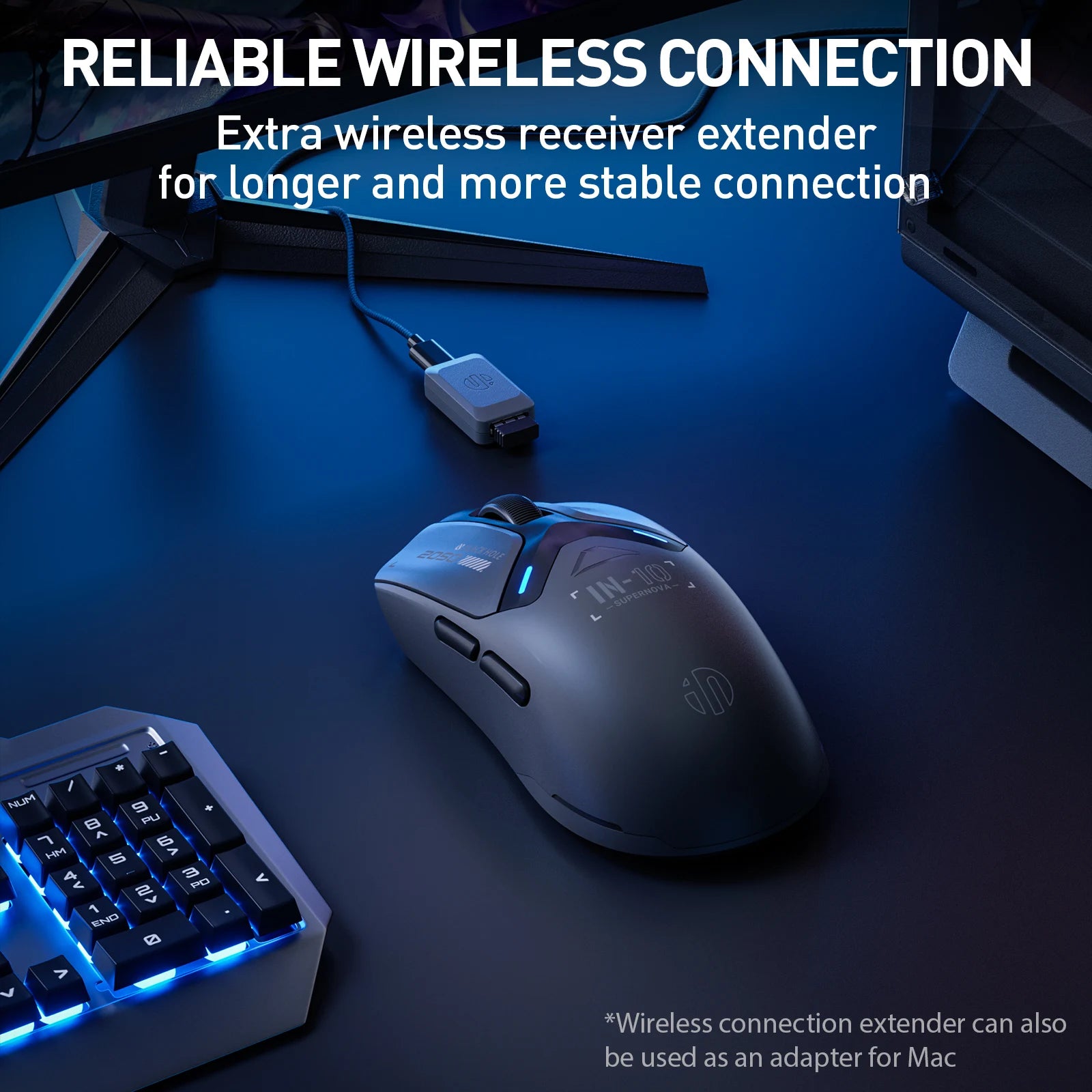INPHIC IN10P Wireless Gaming Mouse: 26K DPI, 8K Polling, 100M Clicks, PAW3395, Triple Mode (BT/Wired/2.4G), Lightweight