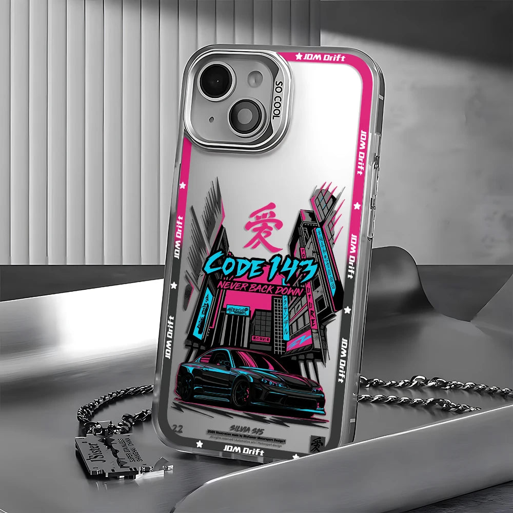 Tokyo Sports Racing JDM Drift Car Phone Case For iPhone 16 15 14 13 12 11 mini Pro Max X XR XSMAX 8 7 Plus Anti Fall Matte Cover