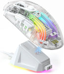 ATTACK SHARK X2Pro Wireless Gaming Mouse with RGB Charging Dock,Tri-Mode Mute Mouse RGB Backlit,Transparent Shell,PixArt 3212