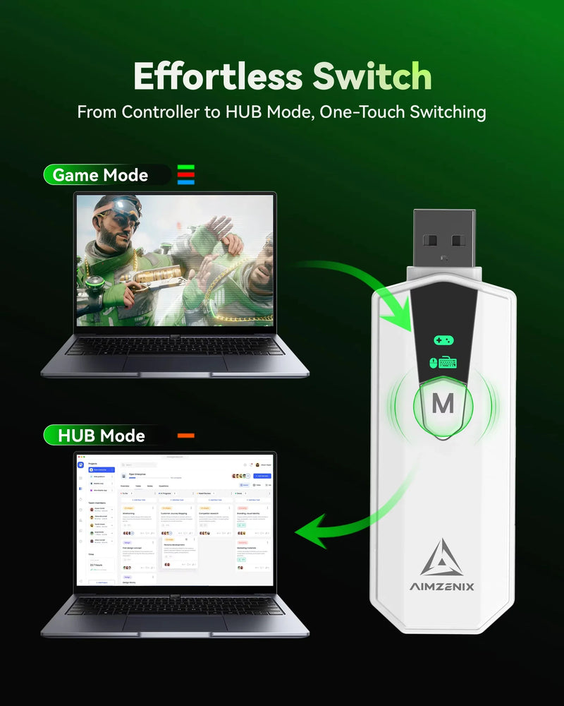 AIMZENIX AX200PRO Keyboard Mouse Adapter, High Performance Converter | Compatible with Popular FPS Games | PC & NS Platforms