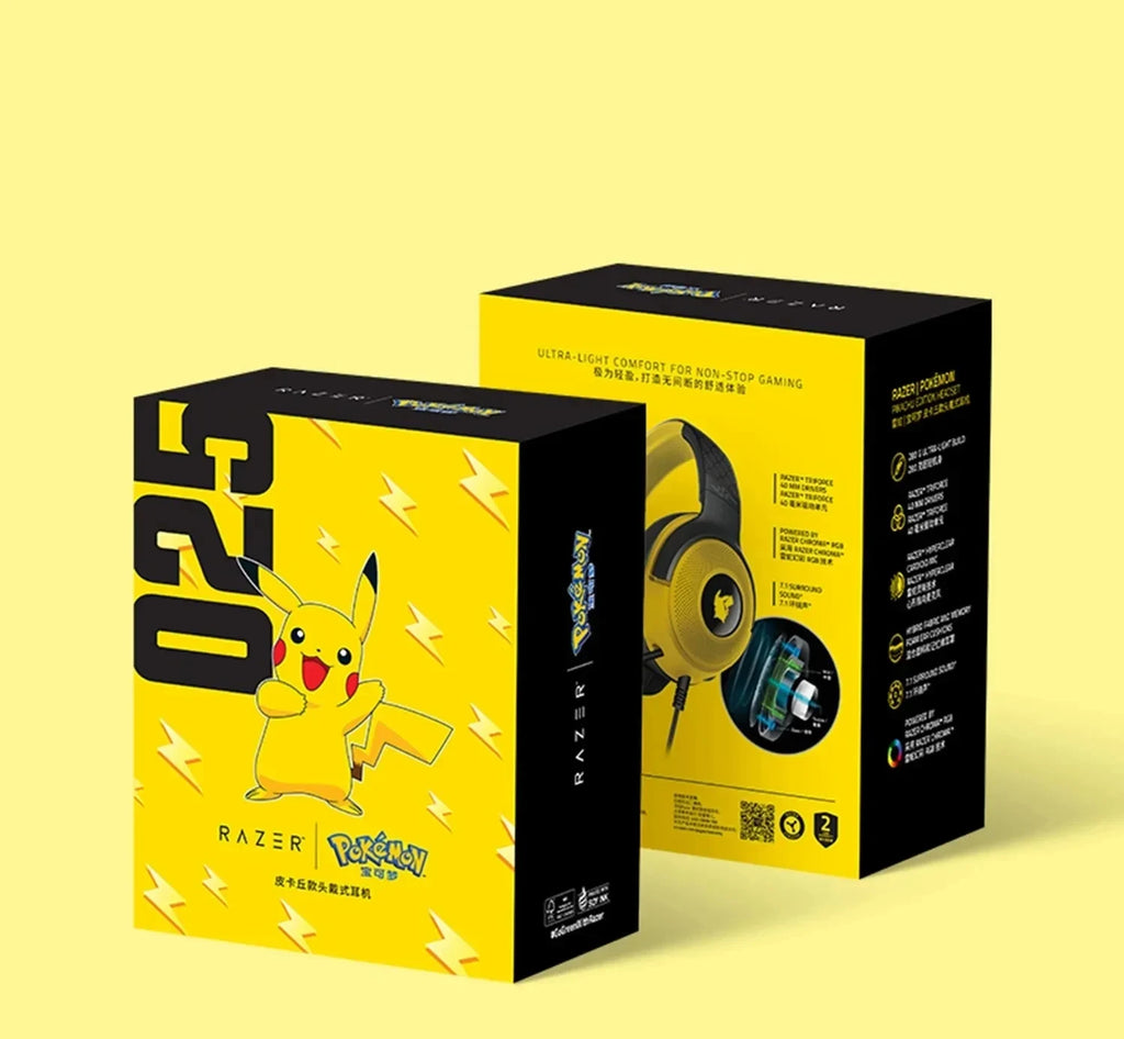 Razer Kraken V3 X Pokemon Pikachu Headset Custom Pikachu lighting effects