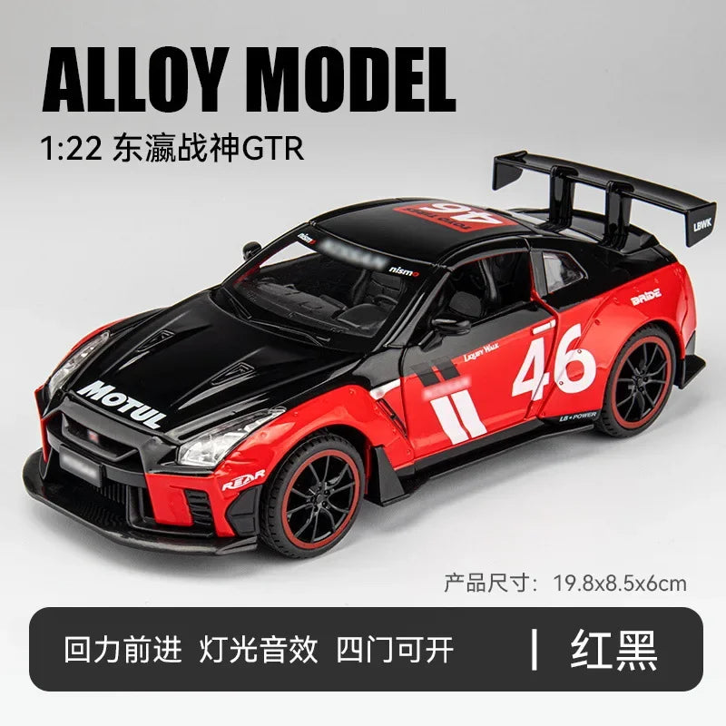 1:22 Nissan GT-R Sports Car High Simulation Diecast Sound Light Car Metal Alloy Model Car Children's toys collection gifts