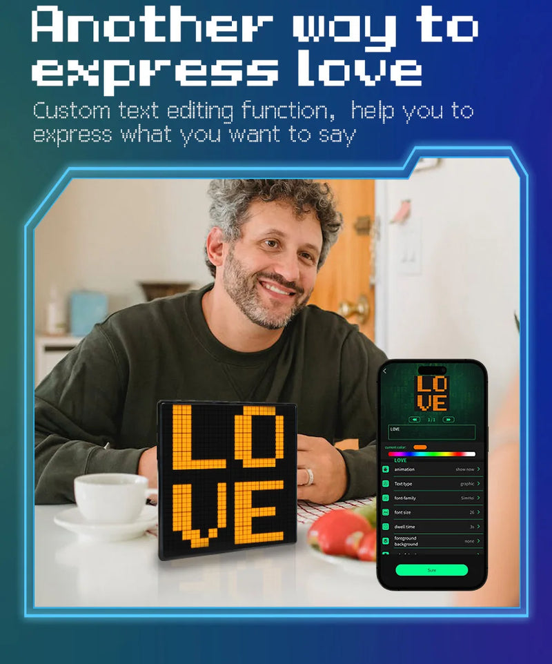 64X64 Smart LED Pixel Display RGB DIY Programmable Pixel APP Control Art Display Creative Animations For Gaming Room Decor