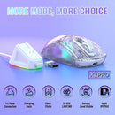 ATTACK SHARK X2Pro Wireless Gaming Mouse with RGB Charging Dock,Tri-Mode Mute Mouse RGB Backlit,Transparent Shell,PixArt 3212