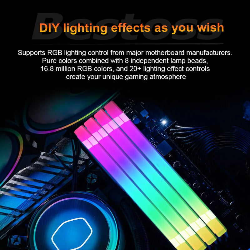 Bestoss Memoria RAM DDR4 RGB 8GB 16B 32GB 3200MHz DIMM RAM Desktop Memory Gaming High Performance