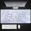 Anime Kawaii Girls PC Gaming Mouse Pad Pink Best Friend Computer Office Accessories Large Gamer Non-slip Keyboard Expansion Pads