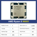 AMD Ryzen 5 9600x 5.4GHz Processor 6-Core 12-Thread New R5 9600X  Integrated Graphics CPU TDP 65W Socket AM5 but No Fan