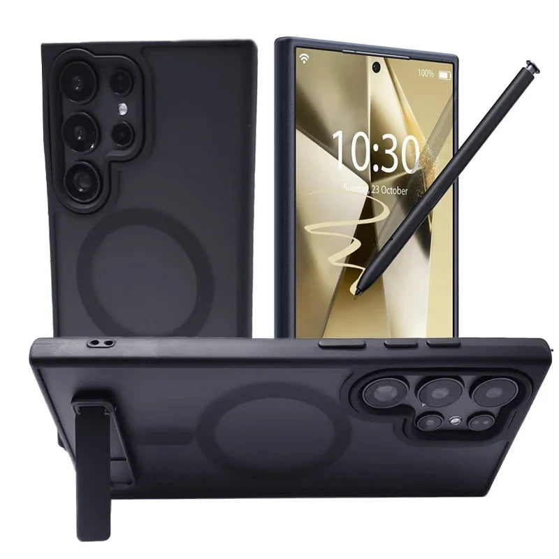 UYUXIO Magnetic Stand Mobile Phone Case for Samsung Galaxy S25 Ultra S24 S23 FE S22 Plus Cover with Kickstand Cases with Holder