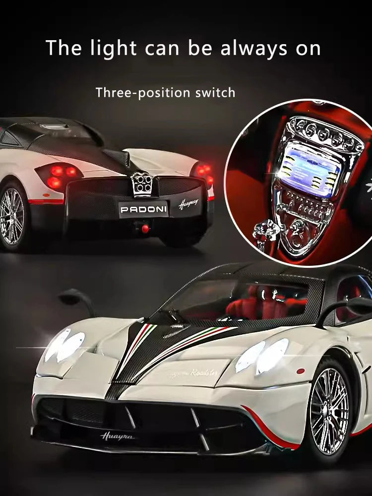 1:18 Pagani Fengshen Alloy Car Model Simulation Sound And Light Return Toy Car Metal Sports Car Boy Collection Ornaments Gift