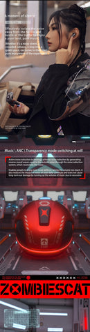 Zombie Cat B5 TWS Wireless Bluetooth headphones ANC Active Noise Cancellation Sport Music Headset Gamer Trendy Hip Hop Headset