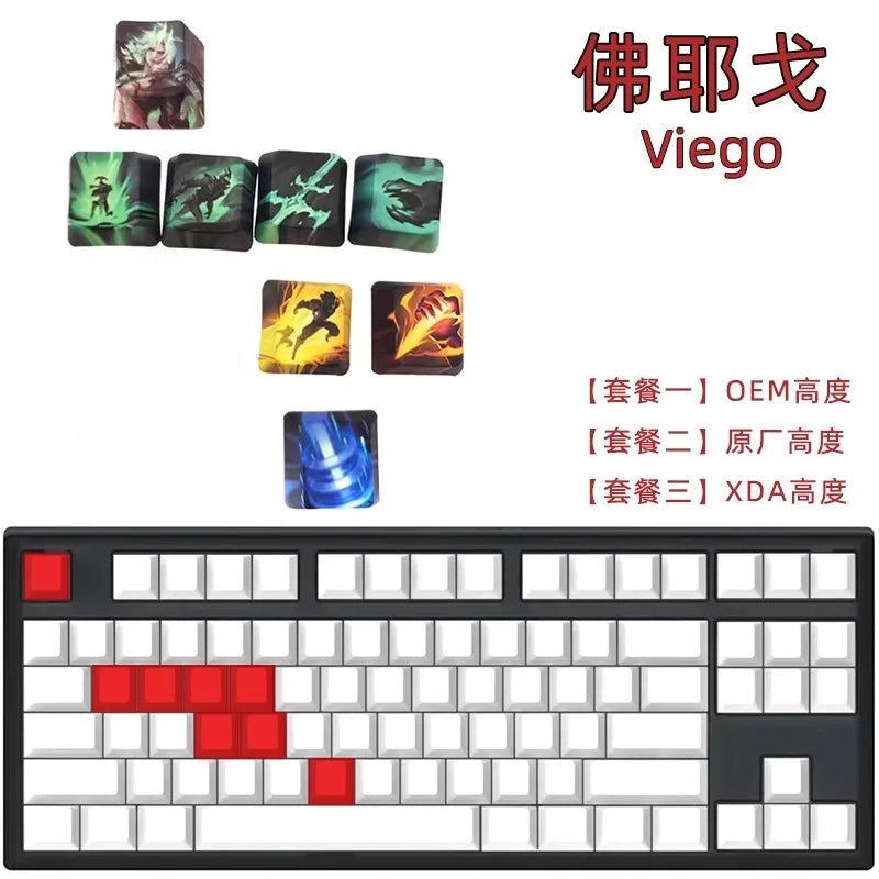 1 Set LOL Keycaps For MX Switch PBT 5 Sides Dye Subbed Keycap All Champions Can Be Customized OEM Cherry XDA Profile Key Cap