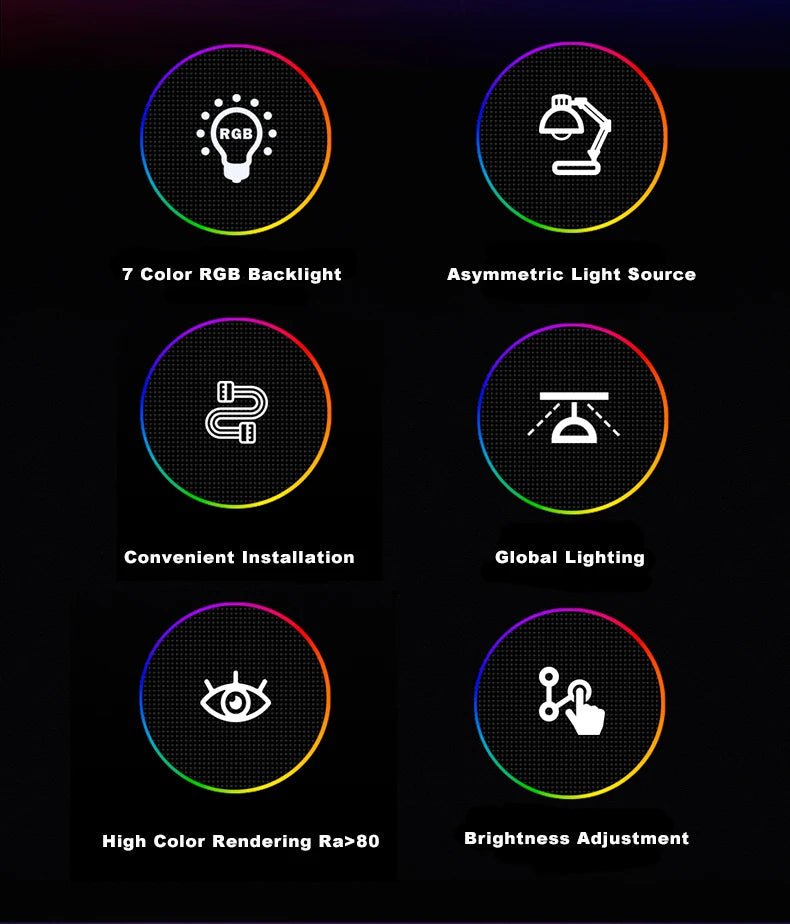 33-60cm Monitor Light Bar PC RGB Background Lighting Eye Protection Dimming Reading/Gaming/Work Lamp Timed Night Light