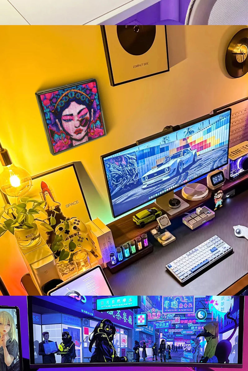 64X64 Smart LED Pixel Display RGB DIY Programmable Pixel APP Control Art Display Creative Animations For Gaming Room Decor