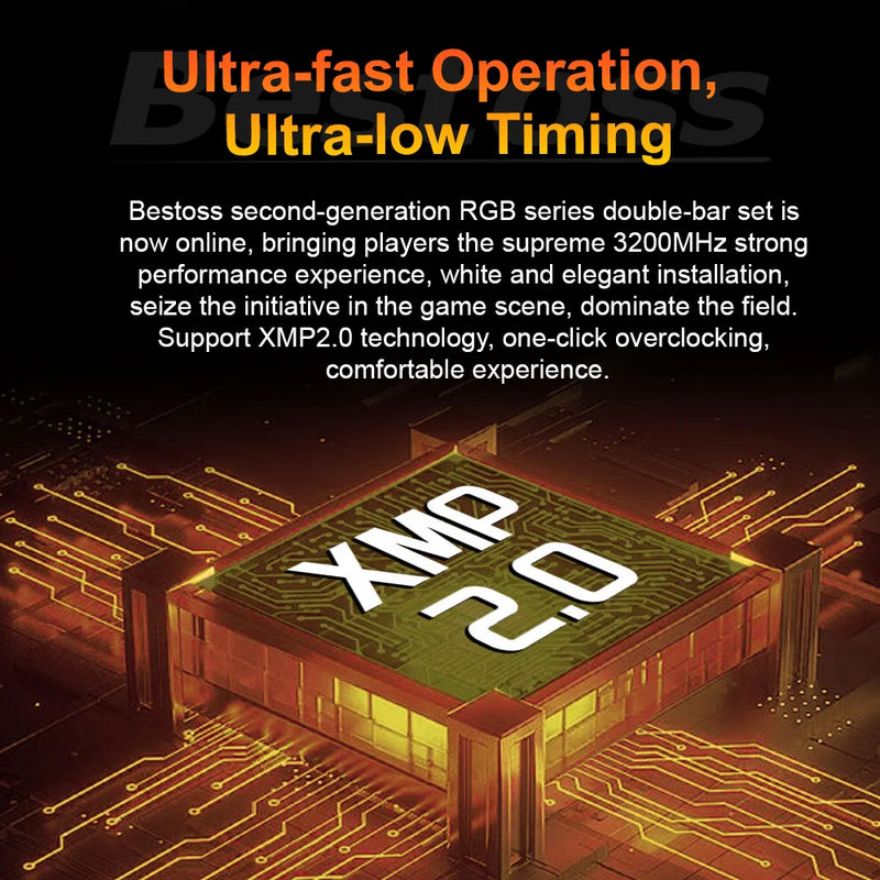 Bestoss Memoria RAM DDR4 RGB 8GB 16B 32GB 3200MHz DIMM RAM Desktop Memory Gaming High Performance